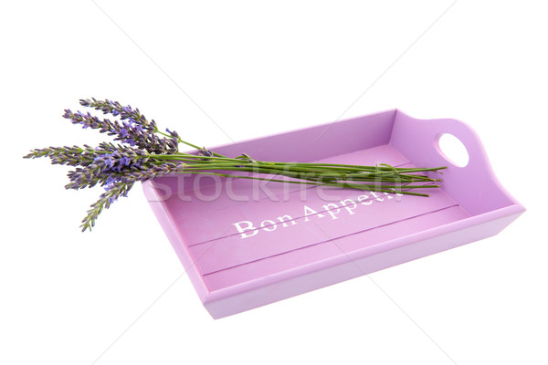 Foto stock: Francês · lavanda · rosa · bandeja · flores · alimentação