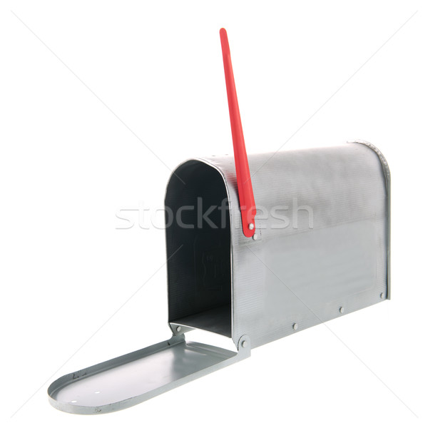 Boîte aux lettres métal isolé blanche mail rouge [[stock_photo]] © ivonnewierink