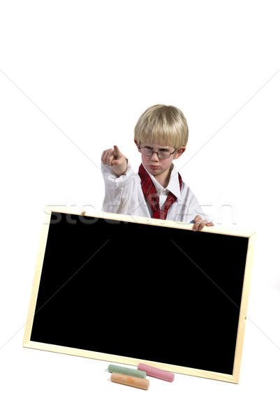 Angry kid with blackboard Stock photo © ivonnewierink