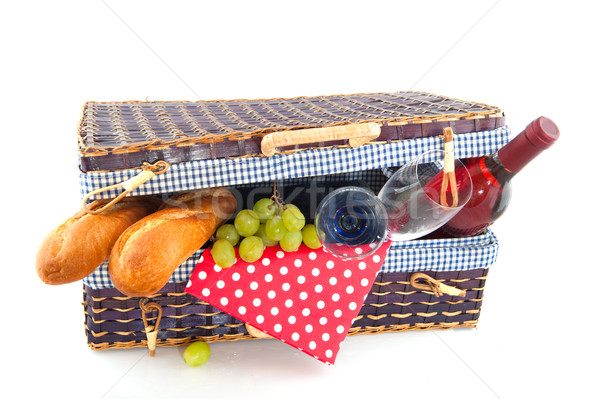 Cesta de picnic buena azul comer aire libre vino Foto stock © ivonnewierink