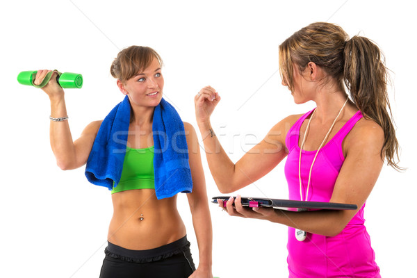 訓練 女 個人 教練 年輕女子 肌肉 商業照片 © ivonnewierink