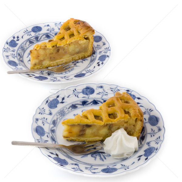 Сток-фото: частей · яблочный · пирог · взбитые · сливки · вкусный · фрукты · торт