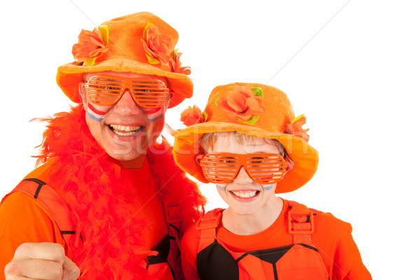 Hollanda turuncu futbol baba oğul fanlar spor Stok fotoğraf © ivonnewierink