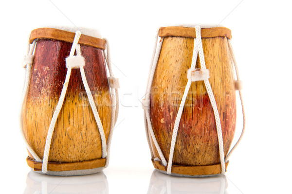 Stockfoto: Afrikaanse · drums · geïsoleerd · witte · muziek