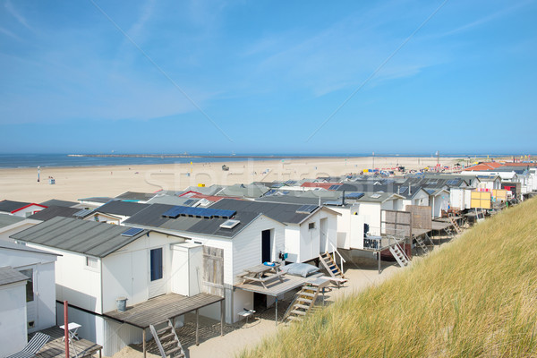 Strand rij houten nederlands zee zomer Stockfoto © ivonnewierink