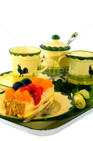tray with coffee and fruit cake Stock photo © ivonnewierink