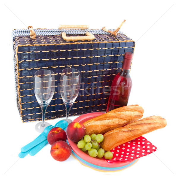 Piknik niebieski koszyka dobre jedzenie Zdjęcia stock © ivonnewierink