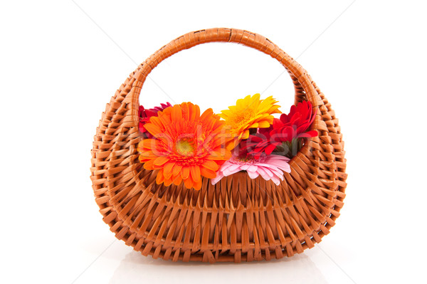 Cute wicker basket flowers Stock photo © ivonnewierink