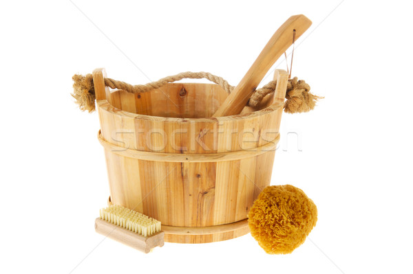 Wooden sauna bucket Stock photo © ivonnewierink