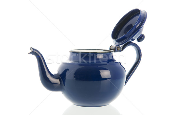 Blue enamel tea pot Stock photo © ivonnewierink