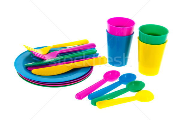 Colorful plastic crockery Stock photo © ivonnewierink