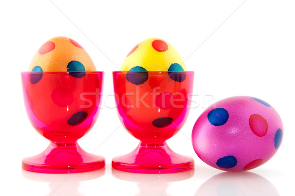 Colorful easter eggs in cups Stock photo © ivonnewierink