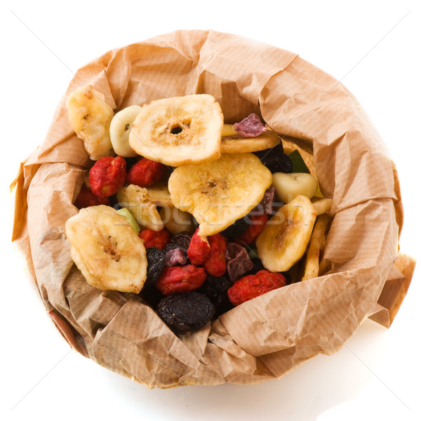 Stock photo: Paper bag with dried fruit