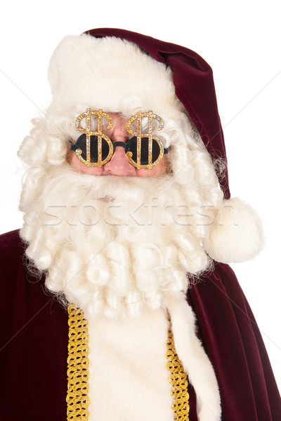 Drága karácsony mikulás dollár szemüveg pénz Stock fotó © ivonnewierink