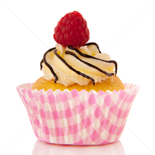 Stock foto: Obst · Cupcake · frisches · Obst · Buttercreme · Schokolade · isoliert