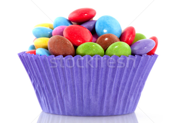 Kleurrijk snoep snoep paars beker cake Stockfoto © ivonnewierink
