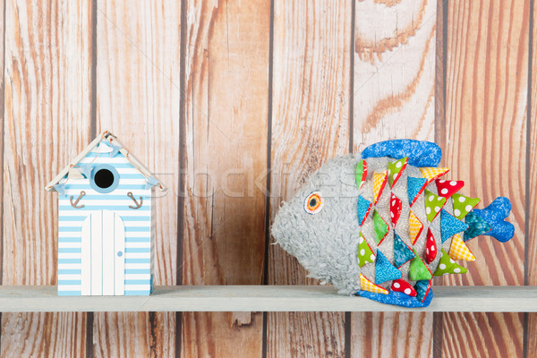 Nadziewany zabawki ryb plaży chata Zdjęcia stock © ivonnewierink