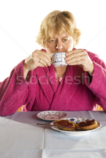 Сток-фото: несчастный · кофе · хлеб · печально · пожилого