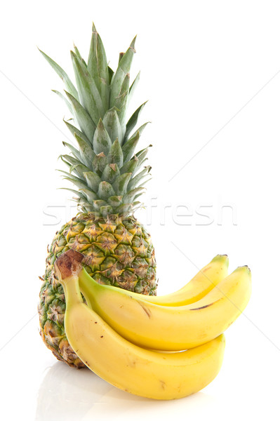 Stockfoto: Tropische · vruchten · ananas · bananen · geïsoleerd · witte · vruchten