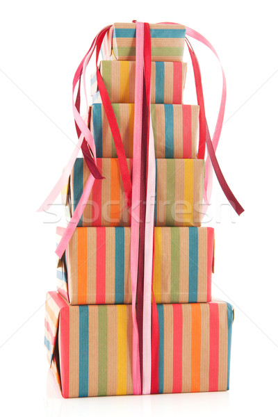 Colorful wrapped presents and flowers Stock photo © ivonnewierink