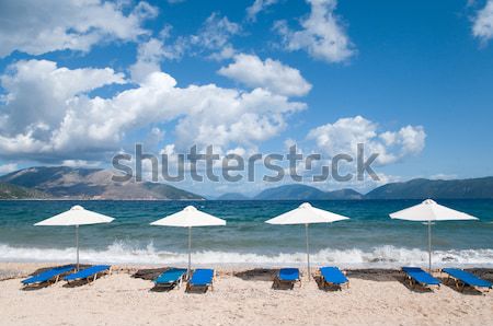 landscape with  beach and parasols Stock photo © ivonnewierink