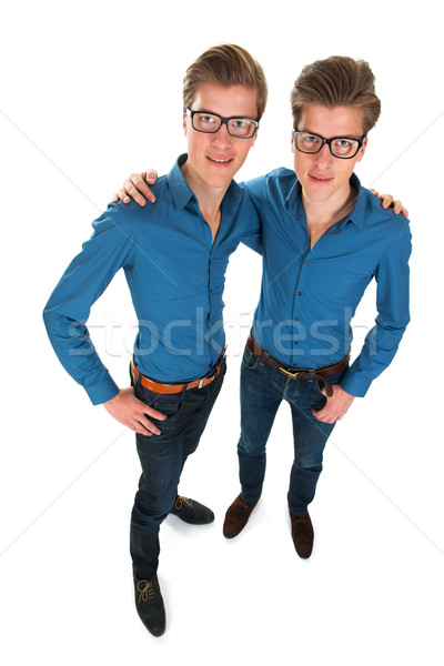 成人 男 雙胞胎 工作室 面對 背景 商業照片 © ivonnewierink