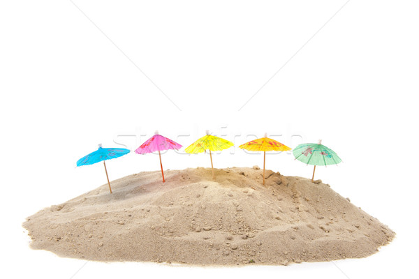 Stok fotoğraf: Güneş · şemsiyesi · plaj · pembe · yalıtılmış · beyaz · arka · plan