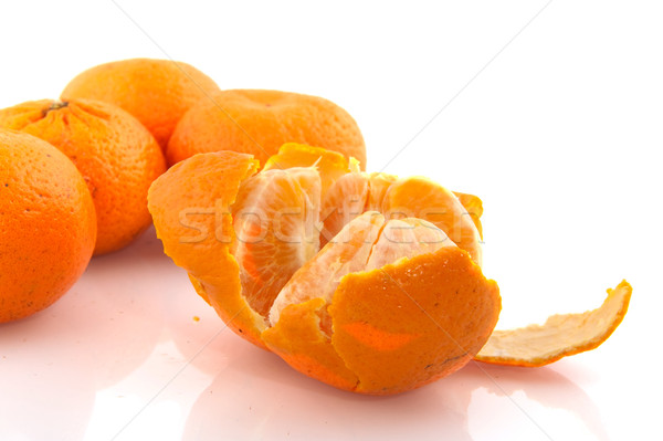 Mandarijn Open citrus geïsoleerd witte Stockfoto © ivonnewierink