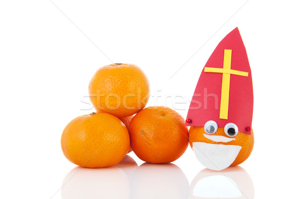 Nederlands mandarijn- geïsoleerd witte achtergrond grappig Stockfoto © ivonnewierink