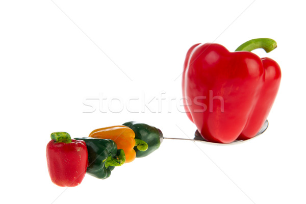パプリカ 面白い スプーン 赤 ミニチュア 野菜 ストックフォト © ivonnewierink