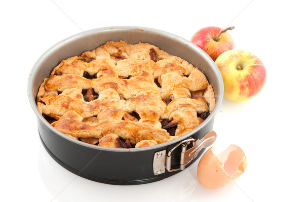 Foto stock: Torta · de · maçã · ovos · fruto · forma