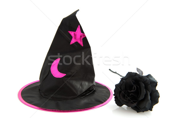 Halloween cappello da strega viola star luna nero Foto d'archivio © ivonnewierink