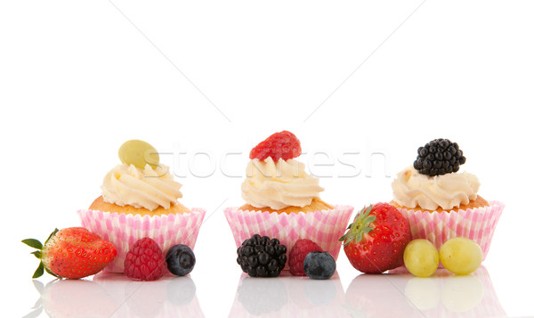 Fruit cupcakes with fresh fruit Stock photo © ivonnewierink