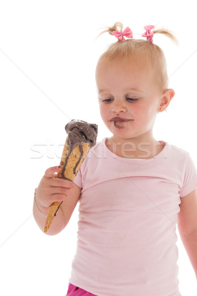 Toddler girl eating ice cream Stock photo © ivonnewierink