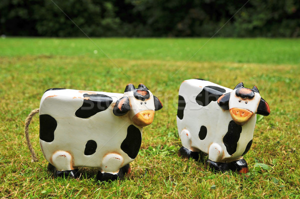 Coppia vacche decorazione erba outdoor Foto d'archivio © ivonnewierink