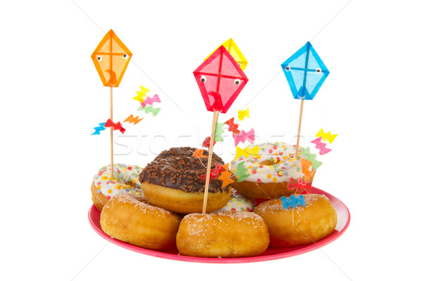 Birthday donuts with colorful glaze Stock photo © ivonnewierink