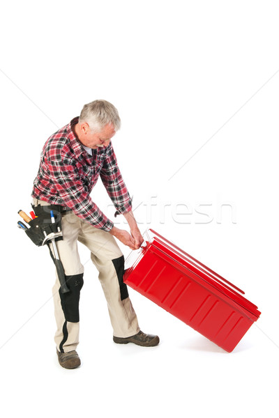 Handbuch Arbeitnehmer schwierig Senior Mann Ziehen Stock foto © ivonnewierink