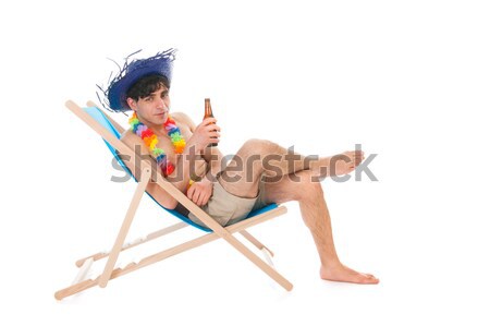 Aposentados homem férias sessão potável Foto stock © ivonnewierink