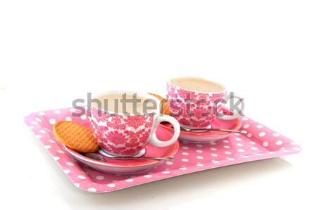 Cheerful pink crockery with coffee Stock photo © ivonnewierink