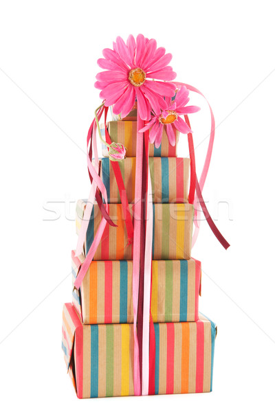 Colorful wrapped presents and flowers Stock photo © ivonnewierink