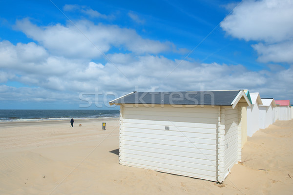 Stock photo: Blue beach huts at Texel