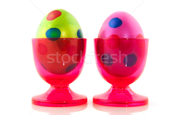 Colorful easter eggs in cups Stock photo © ivonnewierink
