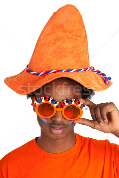 Holland futball rajongó fekete sport narancs Stock fotó © ivonnewierink