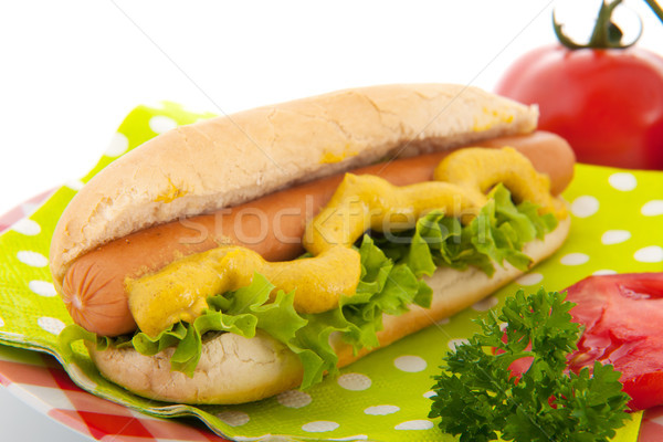 Hotdog with bread roll Stock photo © ivonnewierink