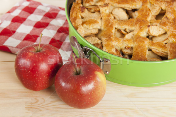 Házi almás pite friss almák étel gyümölcs Stock fotó © ivonnewierink