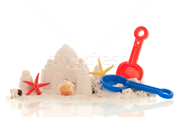 Sandburg Spielzeug isoliert weiß Sommer blau Stock foto © ivonnewierink