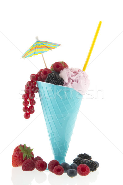 Glass with ice cream and fruit of the forest Stock photo © ivonnewierink