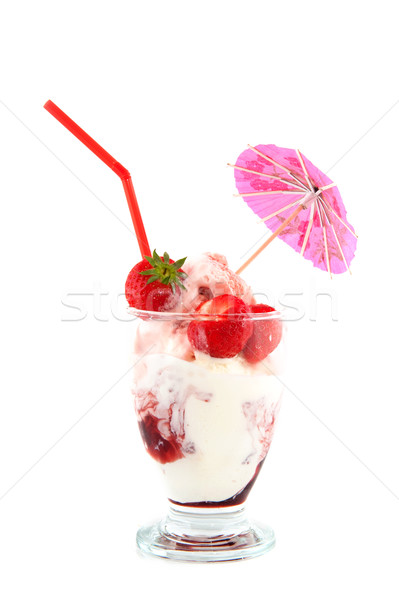 Sorbet aardbei geïsoleerd witte voedsel ijs Stockfoto © ivonnewierink