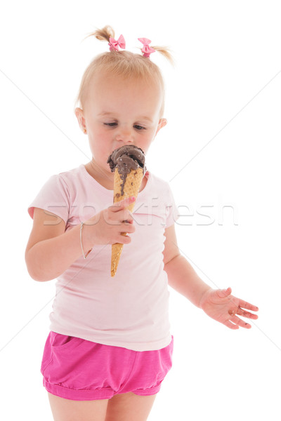 Toddler girl eating ice cream Stock photo © ivonnewierink