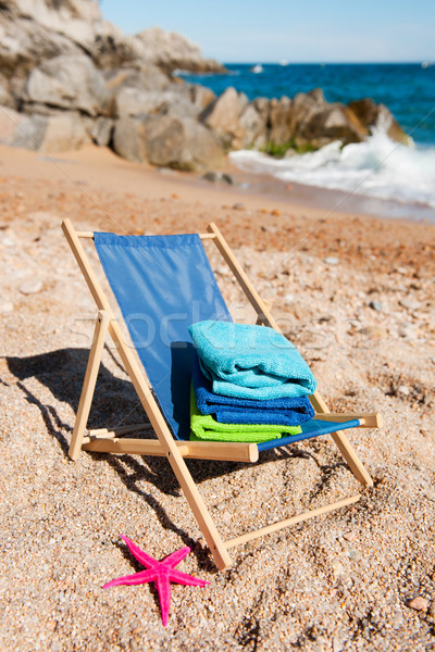 Stok fotoğraf: şezlong · renkli · boş · deniz